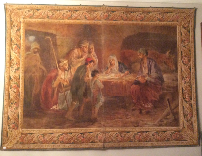 Yağlı boya İsa nın Doğumu  Tabestre Şeklinde Yapılmış