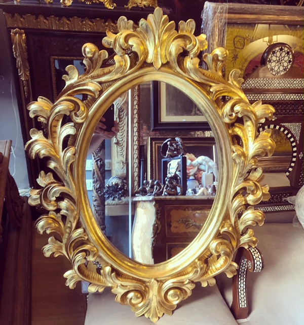 İtalyan Damgalı El Oyması Altın Varak Ayna İtalian Mirror