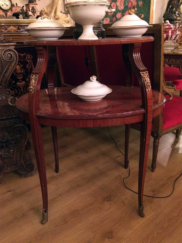 Fransız İki Katlı Bronzlu Tea Table